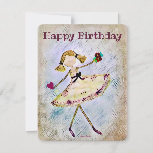 Personlig dancer Birthday Card ballerina (Framsida)