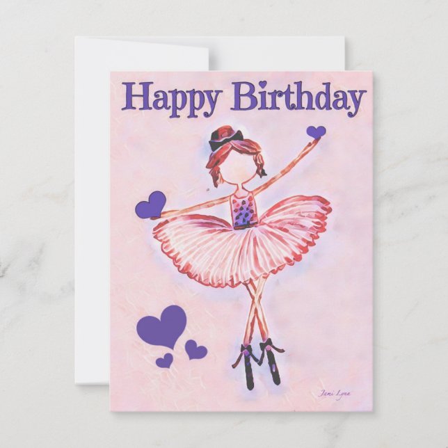 Personlig dancer Birthday Card ballerina (Framsida)