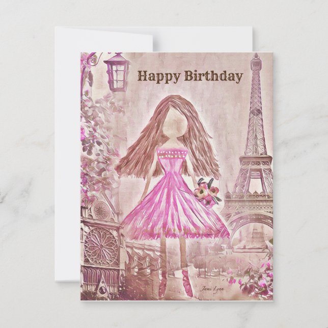 Personlig dancer Birthday Card ballerina (Framsida)