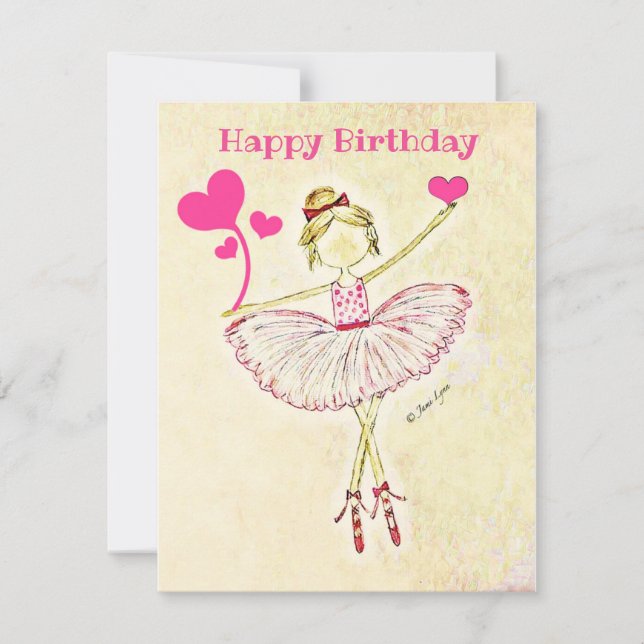 Personlig dancer Birthday Card ballerina (Framsida)