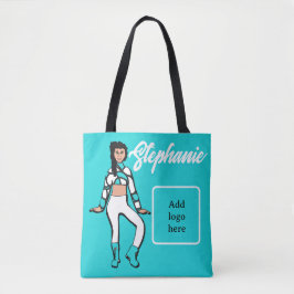 Personlig Dancer Tote (Aqua White) Tygkasse