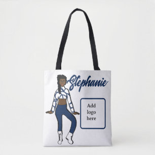 Personlig Dancer Tote ( Blue White) Tygkasse