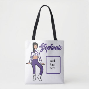 Personlig Dancer Tote ( Grape White) Tygkasse