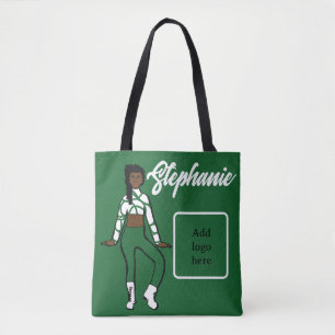 Personlig Dancer Tote ( Grönt White) Tygkasse