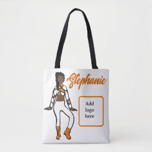Personlig Dancer Tote ( Orange White) Tygkasse