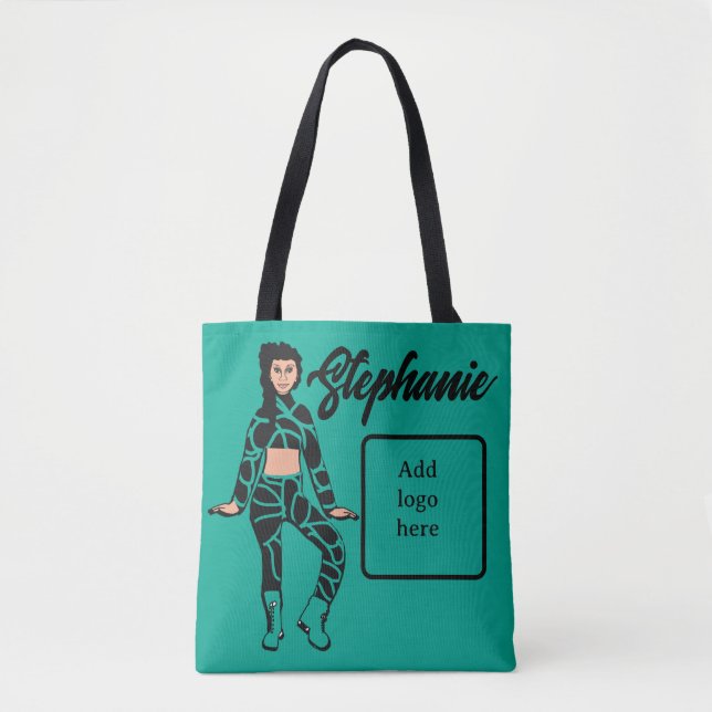 Personlig Dancer Tote (Teal Black) Tygkasse (Framsida)