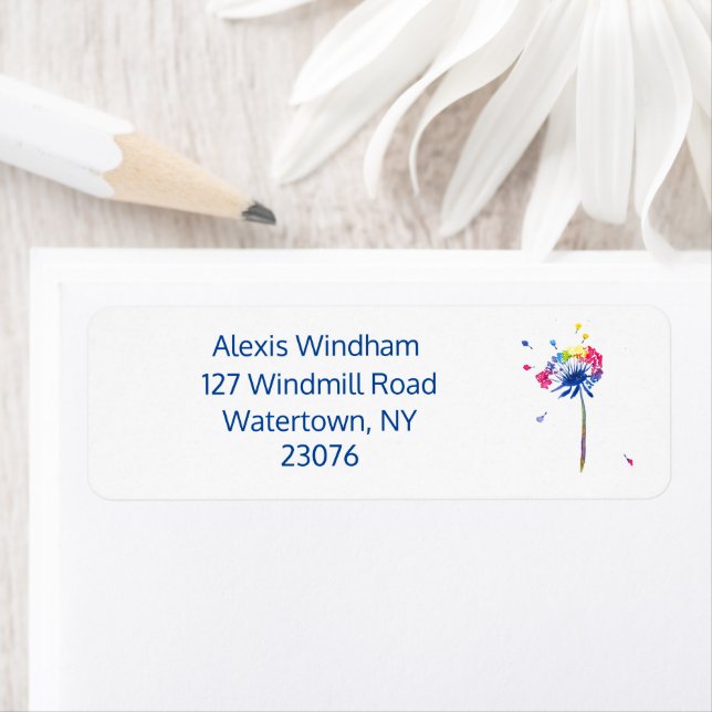 Personlig Dandelion Returadress Etikett (Insitu)