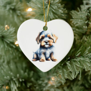 Personlig Dandie Dinmont Terrier Valp Julgransprydnad Keramik