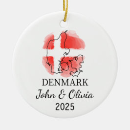 Personlig Danmark Ornament, Danmark Flagga Gift Julgransprydnad Keramik
