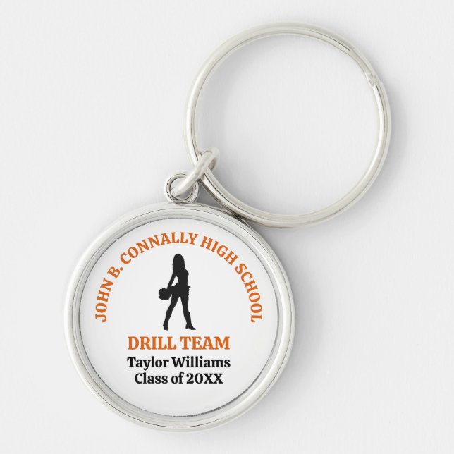 Personlig dansare för Orange High School Drill Tea Rund Silverfärgad Nyckelring (Framsidan)