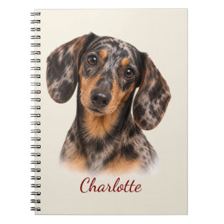 Personlig Dapple Dachshund med Anpassat Namn Anteckningsbok