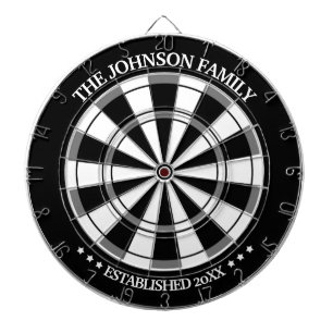 Personlig Dart-tavla för svarta/vita familjen Namn Darttavla