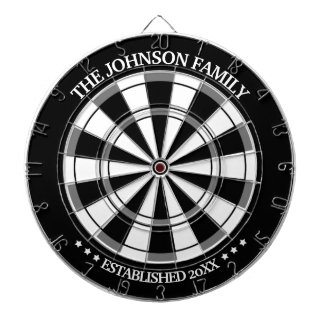 Personlig Dart-tavla för svarta/vita familjen Namn Darttavla