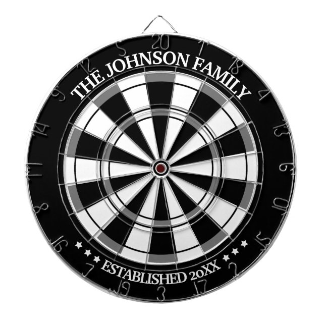 Personlig Dart-tavla för svarta/vita familjen Namn Darttavla (Framsidan)