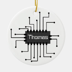 Personlig datordator IC-chipbild Julgransprydnad Keramik