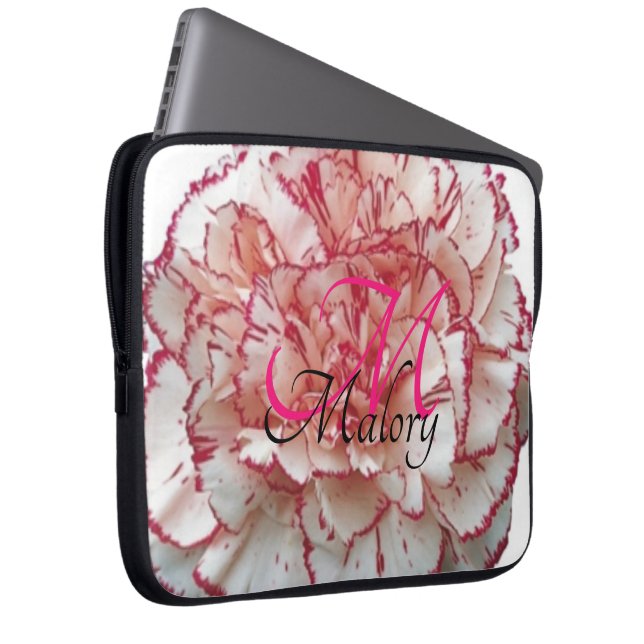 Personlig datorskydd med blommönster monogram laptop fodral (Framsidan Höger)