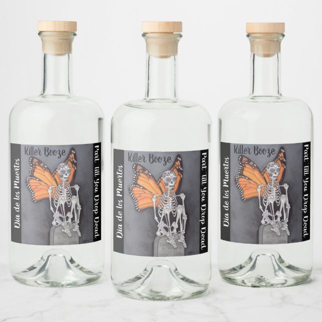 Personlig Day of the dead Halloween Skeleton Spritflaskor Etikett (Flaskor)