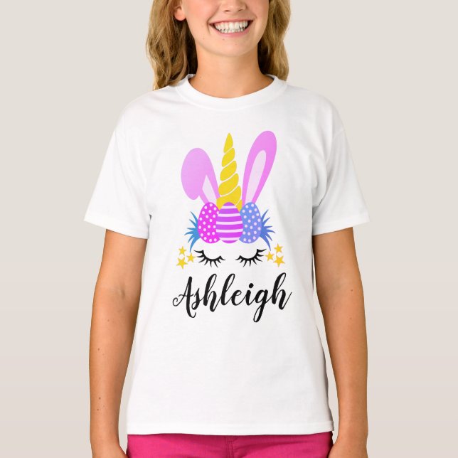 Personlig DDotter Påsk Gift Bunny Rabbit T Shirt (Framsida)