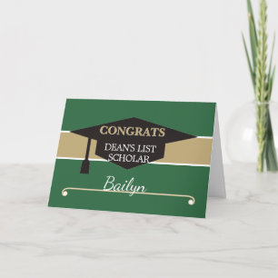 Personlig DEAN'S LIST Stipendiat gratulationskort Kort