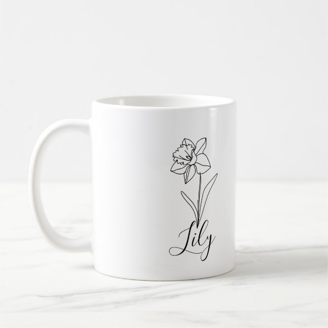 Personlig December Narcissus Birth Flower Gift Kaffemugg (Vänster)