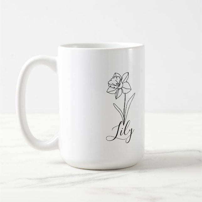 Personlig december narcissus födelsedagsblomma gåv kaffemugg (Vänster)