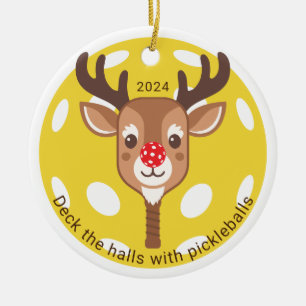 Personlig 'Deck the Halls with Pickleballs' Julgransprydnad Keramik