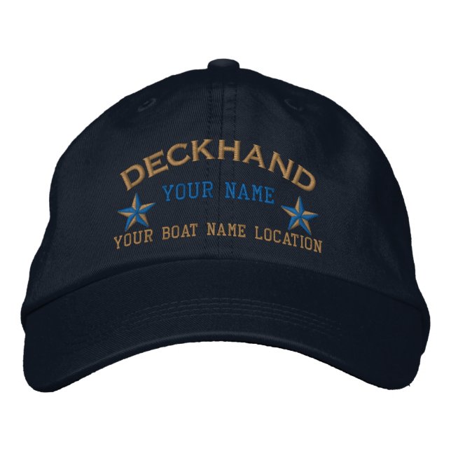 Personlig Deckhand Stjärnor Bollhatt Brodyr Broderad Keps (Framsida)