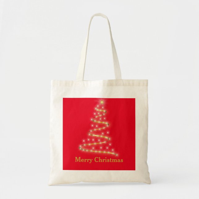 Personlig Decorative Golden Julgran Gift Tygkasse (Framsidan)