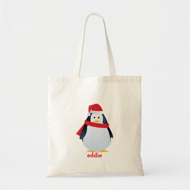 Personlig Decorative Penguin Santa Tygkasse (Framsidan)