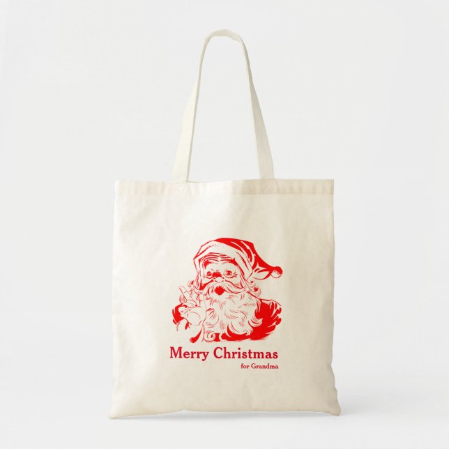 Personlig Decorative Santa jul Gift Tygkasse (Framsidan)