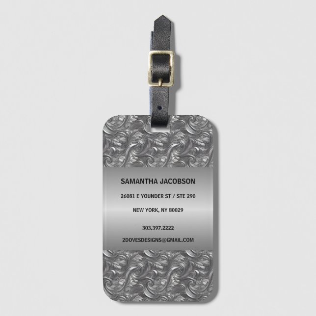 Personlig Decorative Silver Grått & Black Bagagebricka (Framsida vertikal)