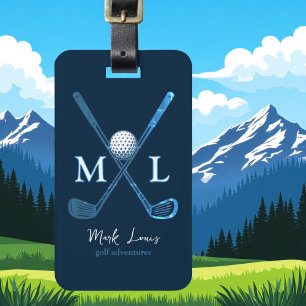 Personlig DeepBlue Monogrammed Golfer Bagagebricka