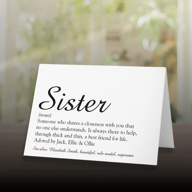 Personlig definition av bästa systern någonsin kort (Personalized Best Ever Sister Definition Script Card)