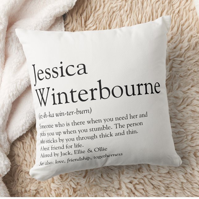 Personlig definition av bästa vän kudde (Personalized BFF Best Friend Definition Throw Pillow)