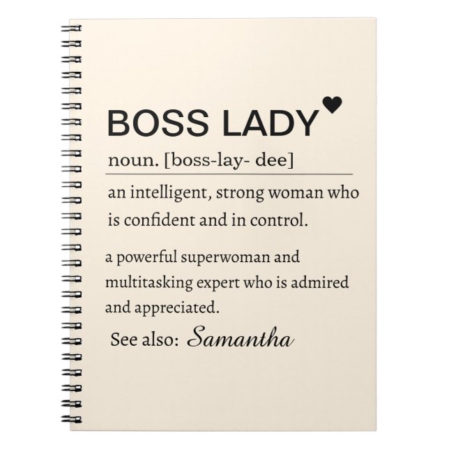 Personlig definition av Boss Lady  Anteckningsbok (Framsidan)