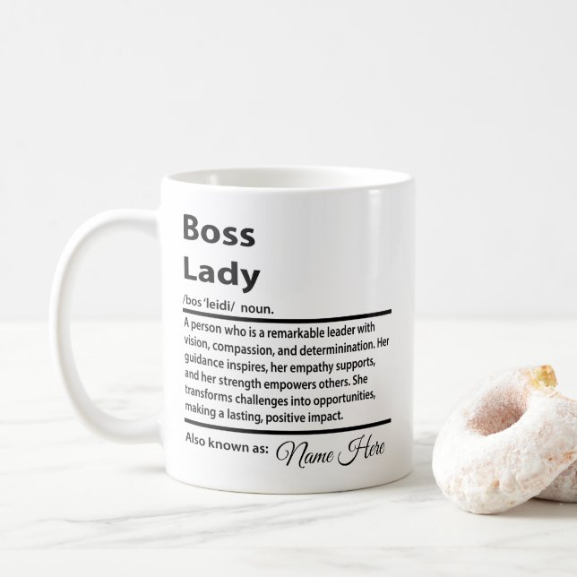 Personlig definition av boss lady kaffemugg (Med munk)
