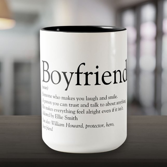 Personlig definition av pojkvän Cool Rolig Två-Tonad Mugg (Personalized Boyfriend Definition Cool Fun Two-Tone Coffee Mug)