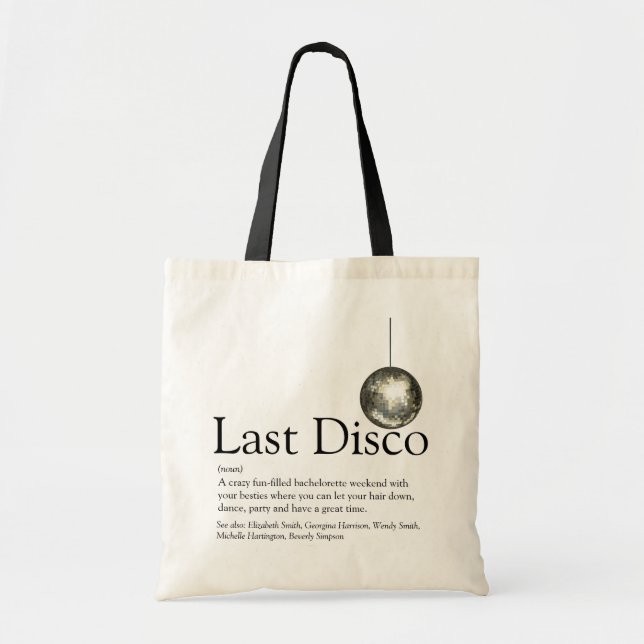 Personlig definition av sista disco möhippan tygkasse (Framsidan)
