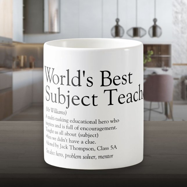 Personlig definition av världens bästa lärare kaffemugg (Personalized World's Best Teacher Definition Coffee Mug)