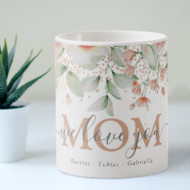 Personlig dekorativ blomster 'vi älskar dig' MAMMA Kaffemugg