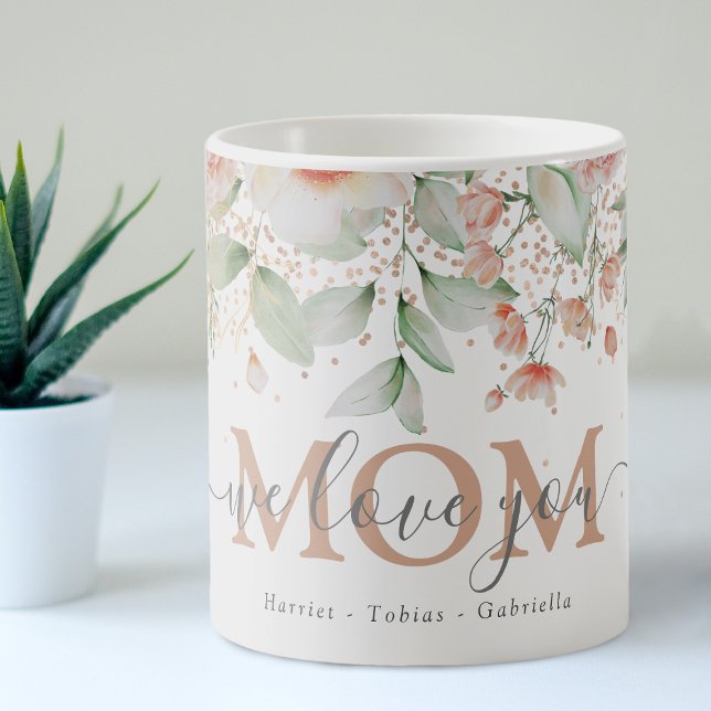 Personlig dekorativ blomster 'vi älskar dig' MAMMA Kaffemugg (Skapare uppladdad)