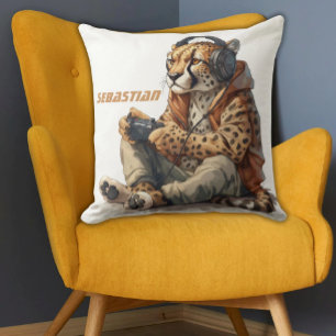 Personlig Dekorativ kudde Gamer Cheetah för barn