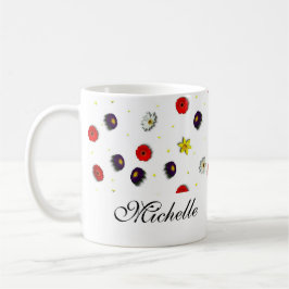 Personlig dekorativ vår blommor vit kaffemugg