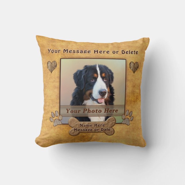 Personlig Dekorativa Hund med foto Kudde (Framsida)