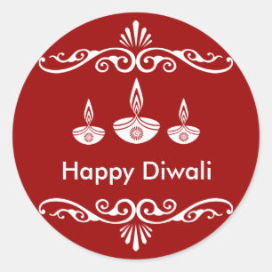 Personlig Dekorative Diwali Design Runt Klistermärke
