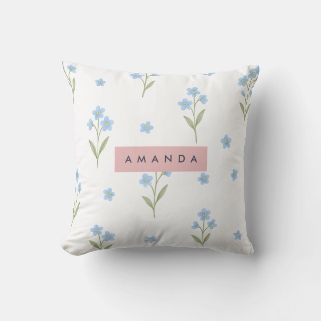Personlig Delikat Blue Wildblomma Mönster Kudde (Framsida)