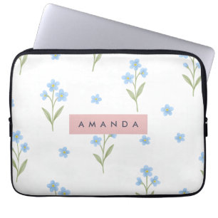 Personlig Delikat Blue Wildblomma Mönster Laptop Fodral