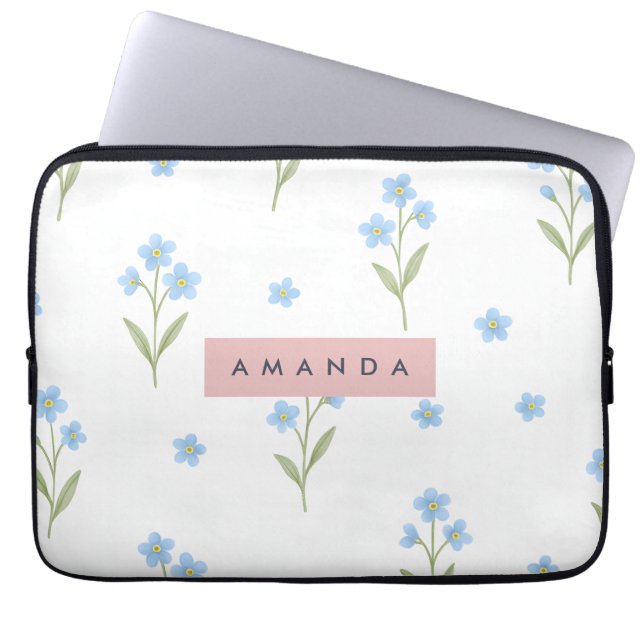 Personlig Delikat Blue Wildblomma Mönster Laptop Fodral (Framsidan)