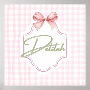Personlig Delilah Flicka Nursery Gingham Poster