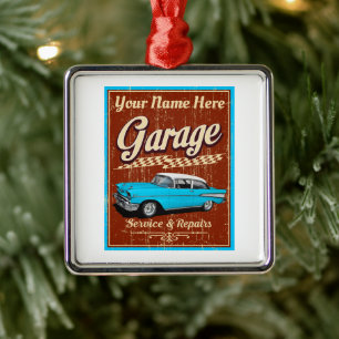 Personlig Deluxe Car Garage Julgransprydnad Metall